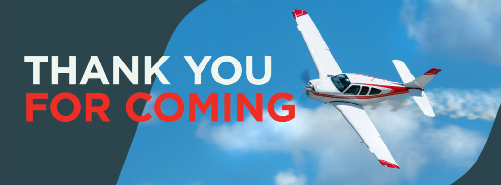 Airplane flying in the air with text that says, "Thank you for Coming".