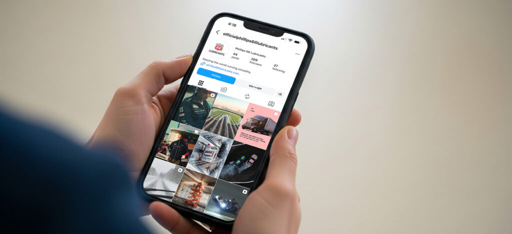 IPhone mockup of P66 instragram grid